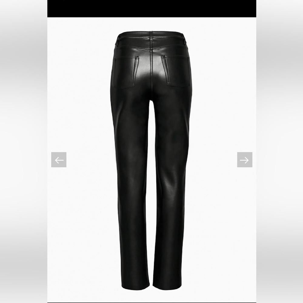 Wilfred Melina Black Vegan Leather Pants Size 2 Moto Biker Straight Leg - Picture 5 of 15